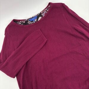 Apt. 9 Women M Pullover Sweater Burgundy Floral Back Buttons
Sheer Lined Layered